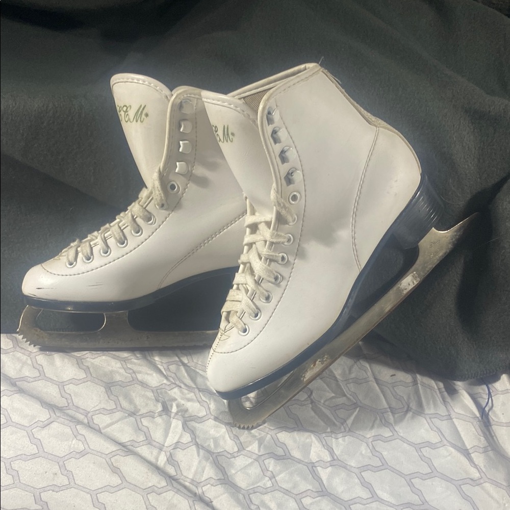 White Ice Skates with Silver Blades